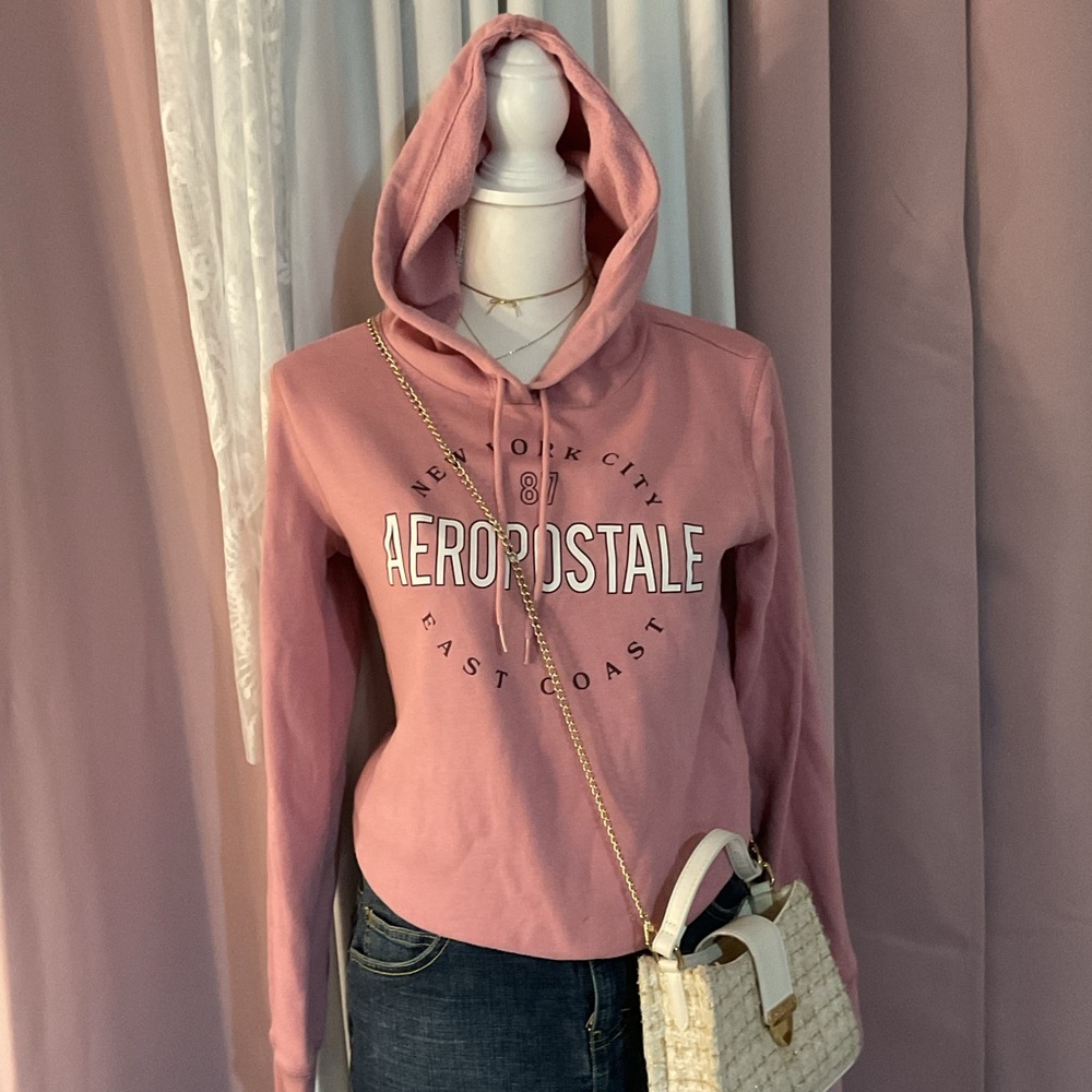 Cute outgoing Aeropostale Pink Long Sleeve Crop Hoodie
